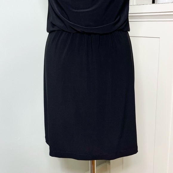 White House Black Market Draped V Neck Dress with Pink Crystal Accents 4 Small - Picture 7 of 10